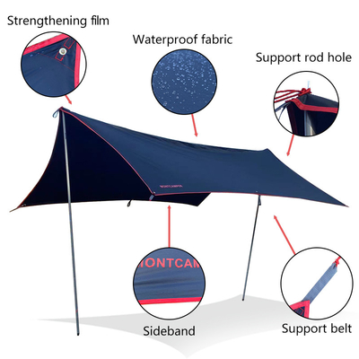 Silkscreen Printed Polyester Camping Tarp  Outdoor Sun Shelter With Waterproof Design