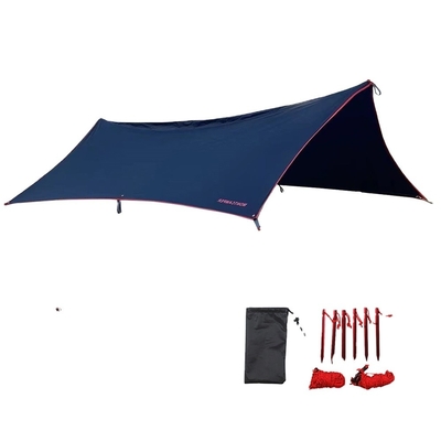 Silkscreen Printed Polyester Camping Tarp  Outdoor Sun Shelter With Waterproof Design